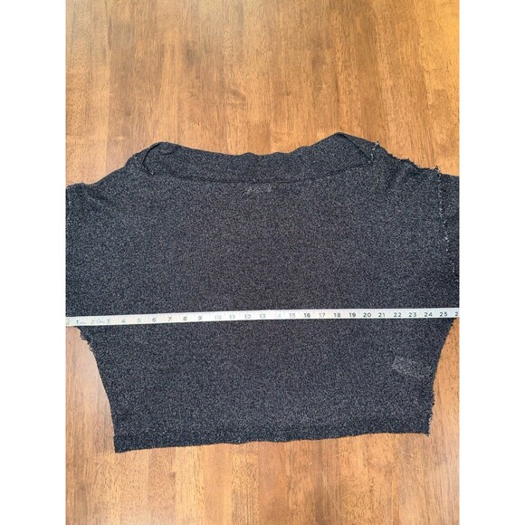 Free People We The Free Charcoal Hacci Knit Slouchy Top Wide Neck XS Boho Chic - Picture 13 of 15